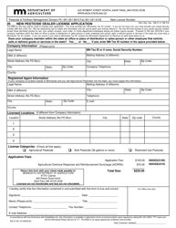 Document preview: Form AG-01181 New Pesticide Dealer License Application - Minnesota