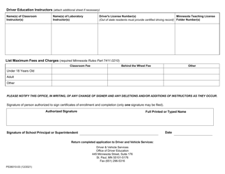 Form PS36010 Application for Driver Education Program Approval - Minnesota, Page 2