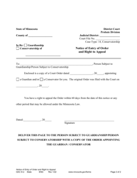 Form GAC9-U Notice of Entry of Order and Right to Appeal - Minnesota, Page 2