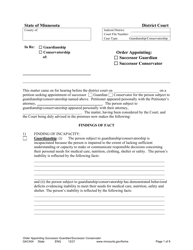 Form GAC404 Order Appointing Successor Guardian/Successor Conservator - Minnesota