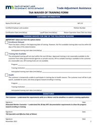 Taa Waiver of Training Form - Minnesota, Page 2