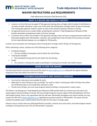 Document preview: Taa Waiver of Training Form - Minnesota