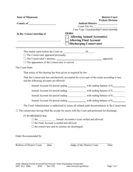 Document preview: Form GAC16-U Order Allowing Annual/Final Account/Discharge of Conservator - Minnesota