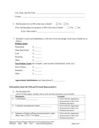 Form PRO1202 Petition for Formal Probate of Will and for Formal Appointment of Personal Representative - Minnesota, Page 2