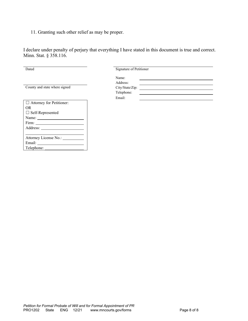 Form Pro1202 Download Printable Pdf Or Fill Online Petition For Formal 