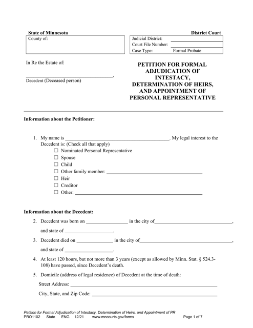 Form PRO1102  Printable Pdf