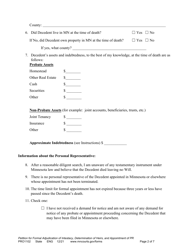 Form PRO1102 Petition for Formal Adjudication of Intestacy, Determination of Heirs, and Appointment of Personal Representative - Minnesota, Page 2