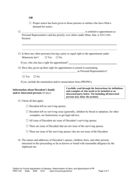 Form PRO1102 Petition for Formal Adjudication of Intestacy, Determination of Heirs, and Appointment of Personal Representative - Minnesota, Page 3