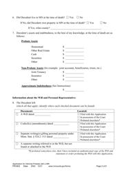 Form PRO802 Application for Informal Probate of Will and for Informal Appointment of Personal Representative - Minnesota, Page 2