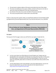 Form PRO1101 Instructions - Starting a Case: Formal Probate Without a Will - Minnesota, Page 4