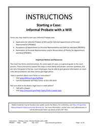 Document preview: Form PRO801 Instructions - Starting a Case: Informal Probate With a Will - Minnesota