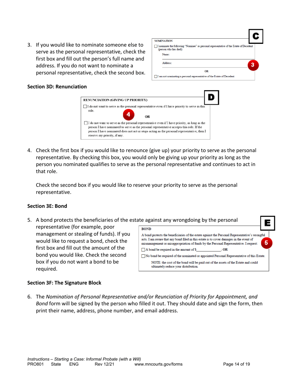 Form PRO801 Instructions - Starting a Case: Informal Probate With a Will - Minnesota, Page 14