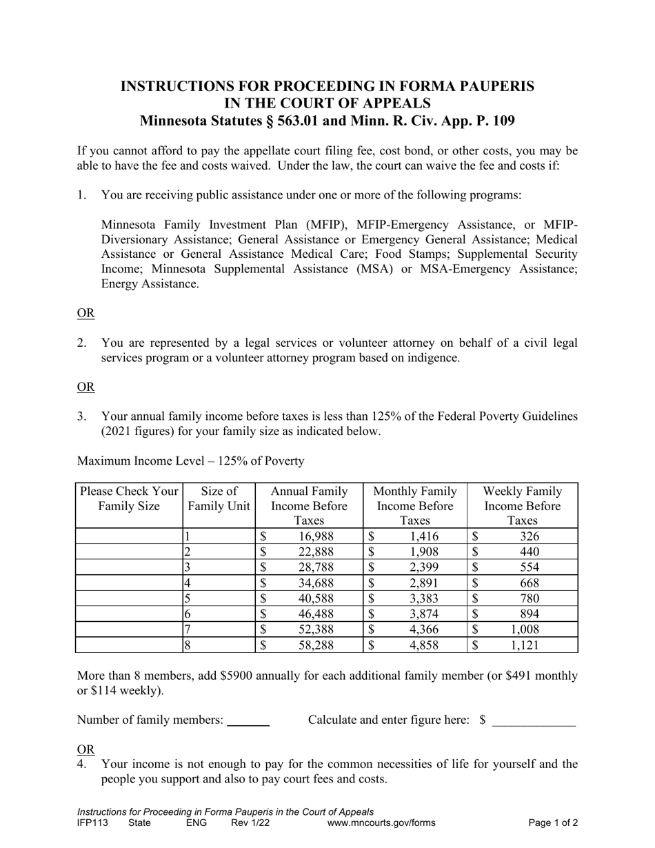 Form IFP113 - Fill Out, Sign Online and Download Printable PDF ...