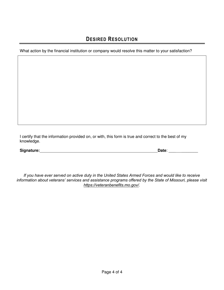 Complaint Form - Missouri, Page 4