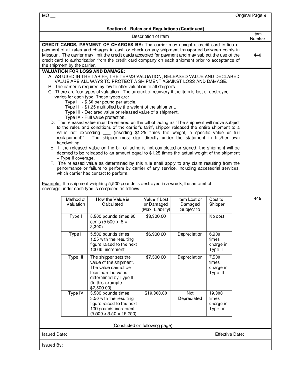 Distance Rate Tariff - Missouri, Page 10
