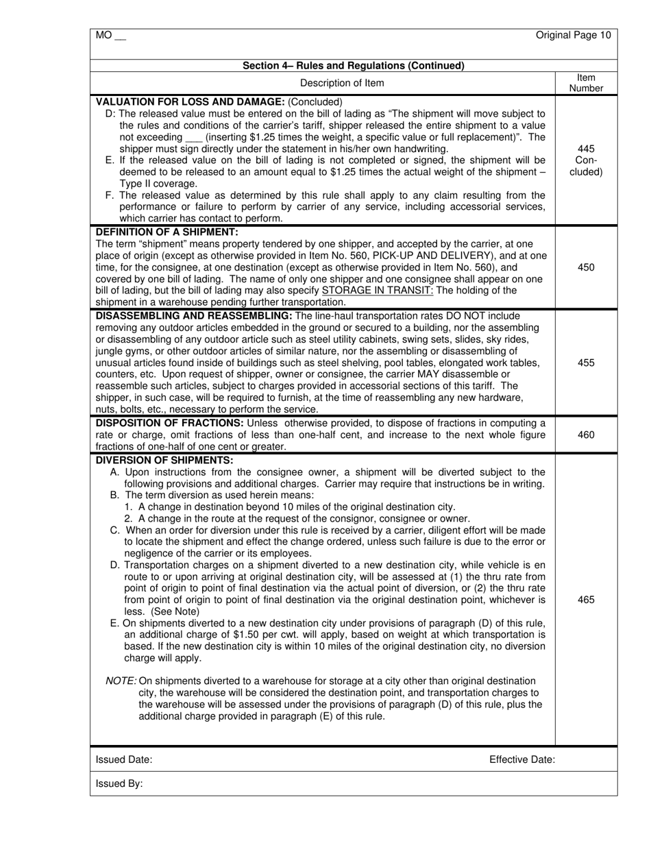 Distance Rate Tariff - Missouri, Page 11