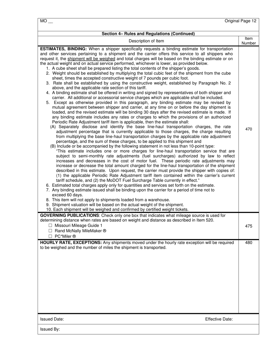 Distance Rate Tariff - Missouri, Page 12