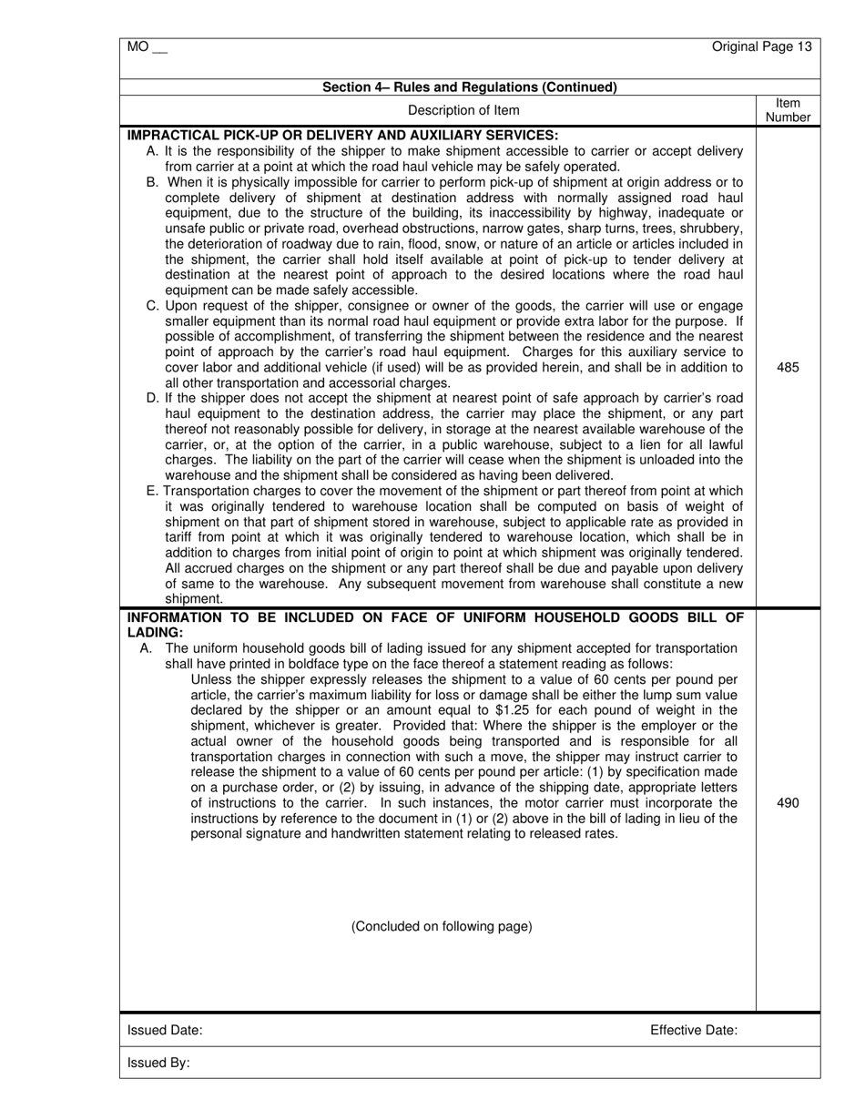 Distance Rate Tariff - Missouri, Page 13