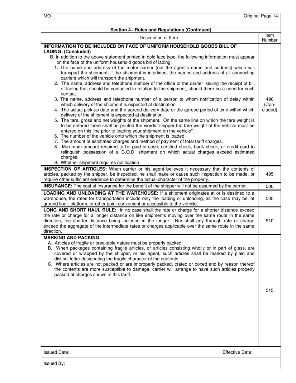 Distance Rate Tariff - Missouri, Page 14