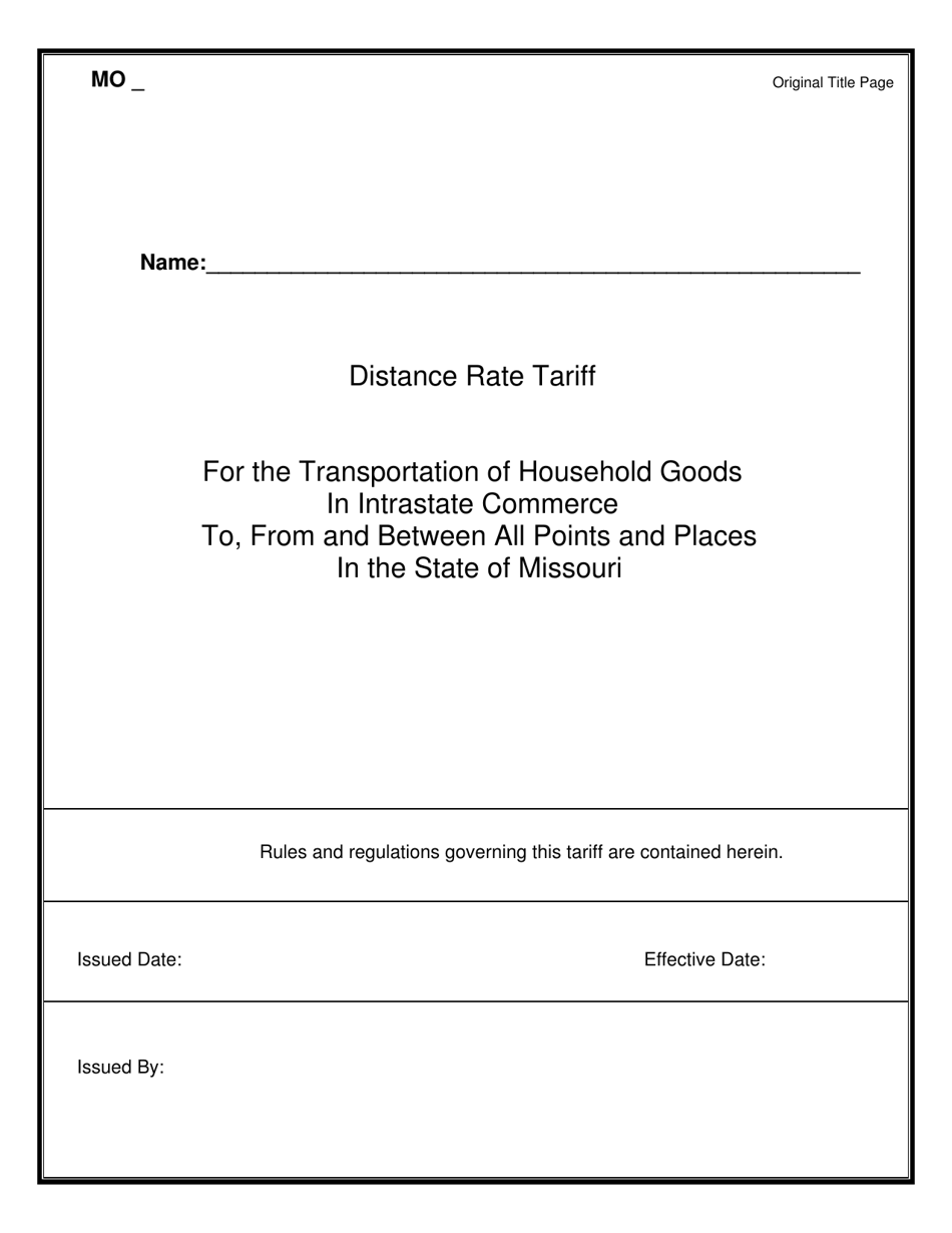 Distance Rate Tariff - Missouri, Page 1