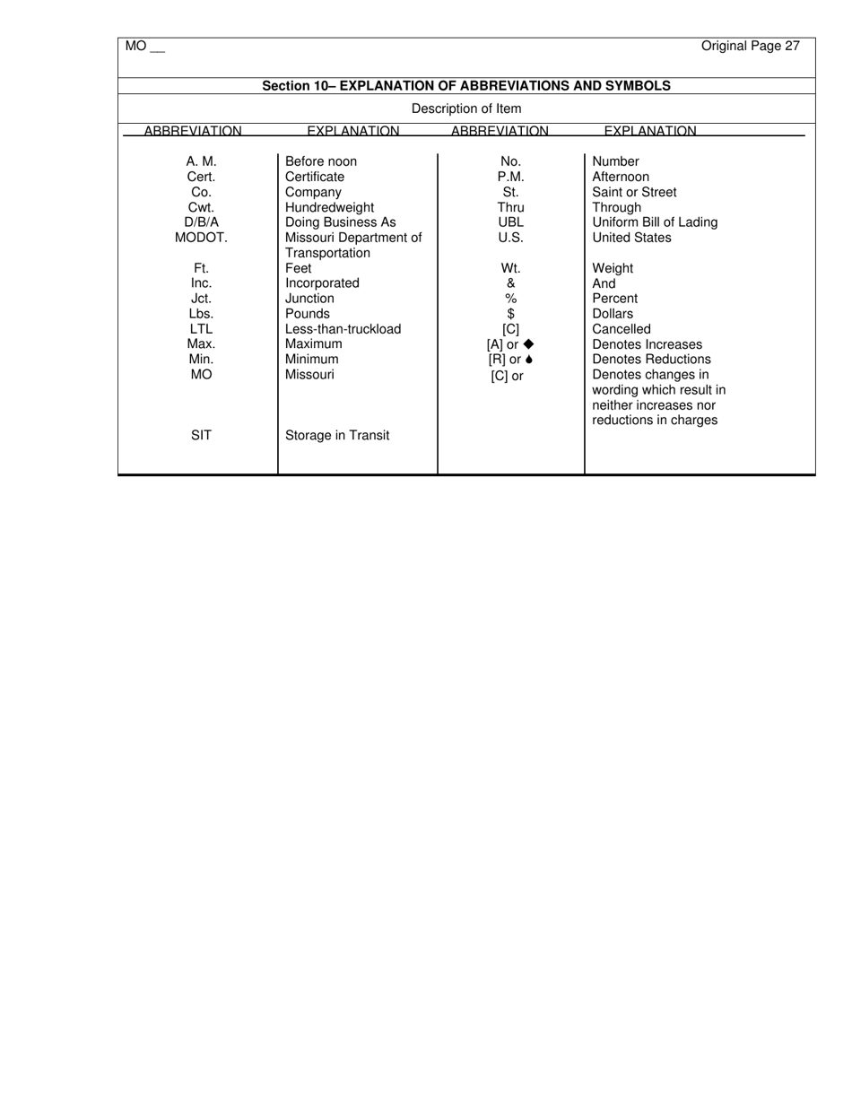 Distance Rate Tariff - Missouri, Page 29