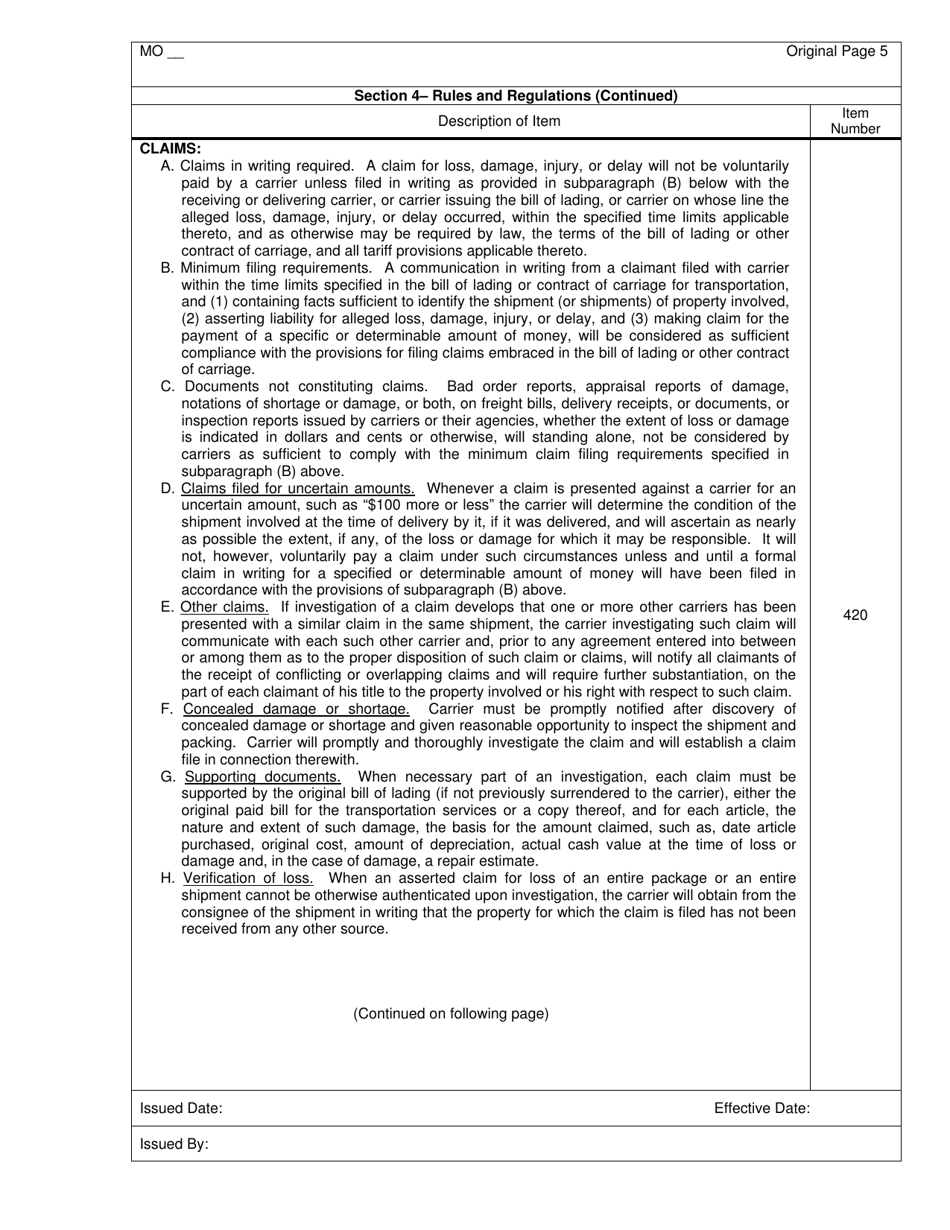Distance Rate Tariff - Missouri, Page 6
