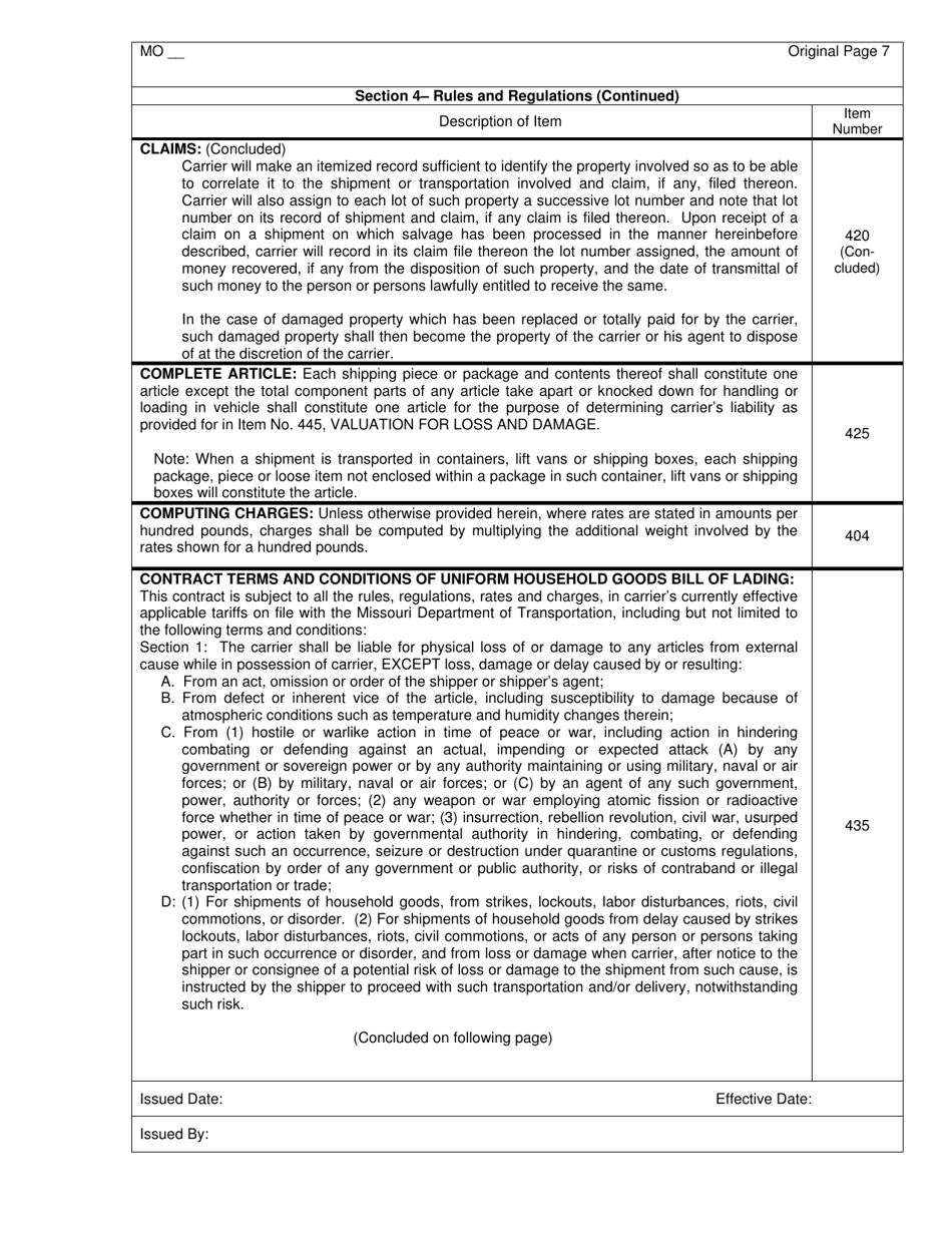 Distance Rate Tariff - Missouri, Page 8