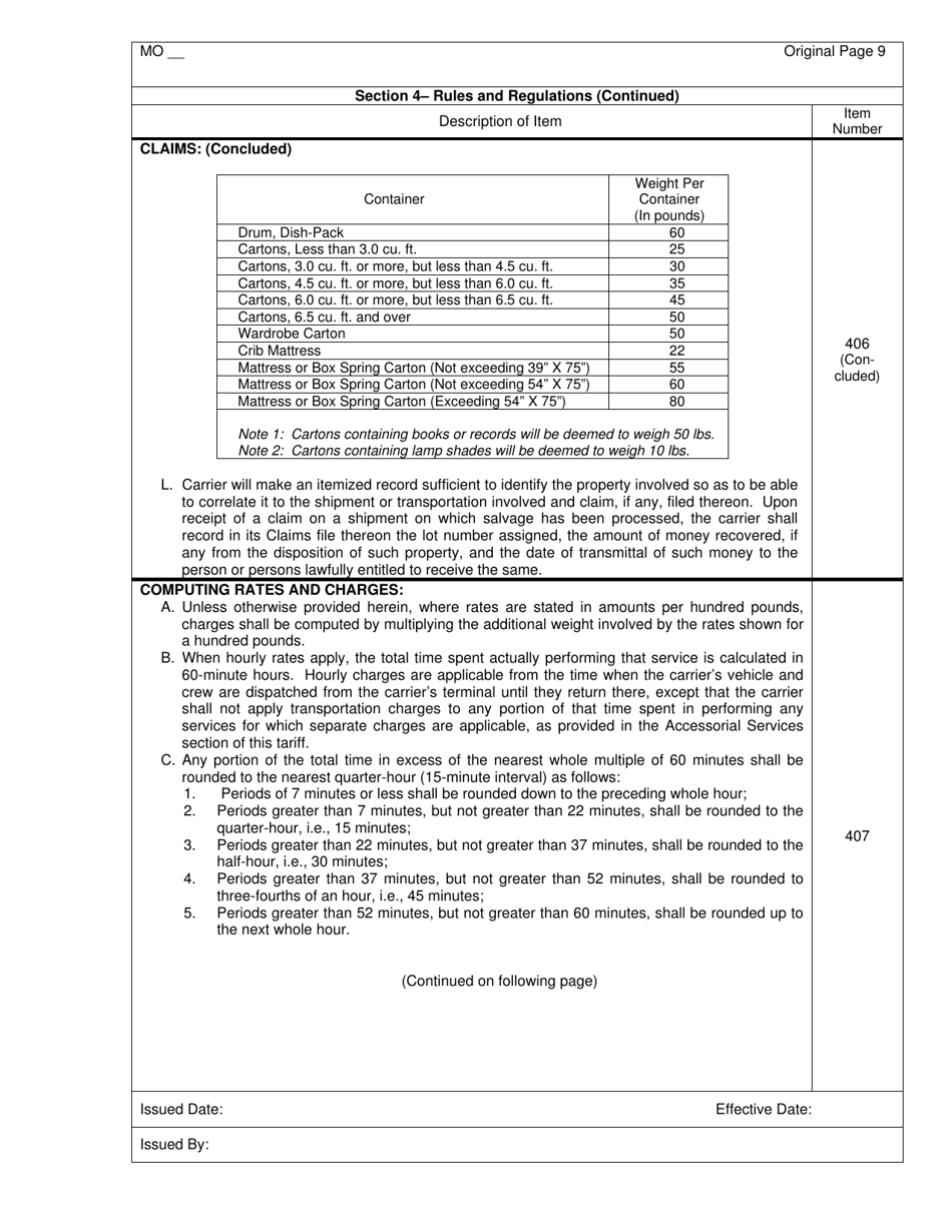 Hourly and Distance Rate Tariff - Missouri, Page 10
