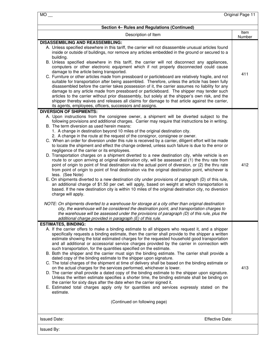 Hourly and Distance Rate Tariff - Missouri, Page 12