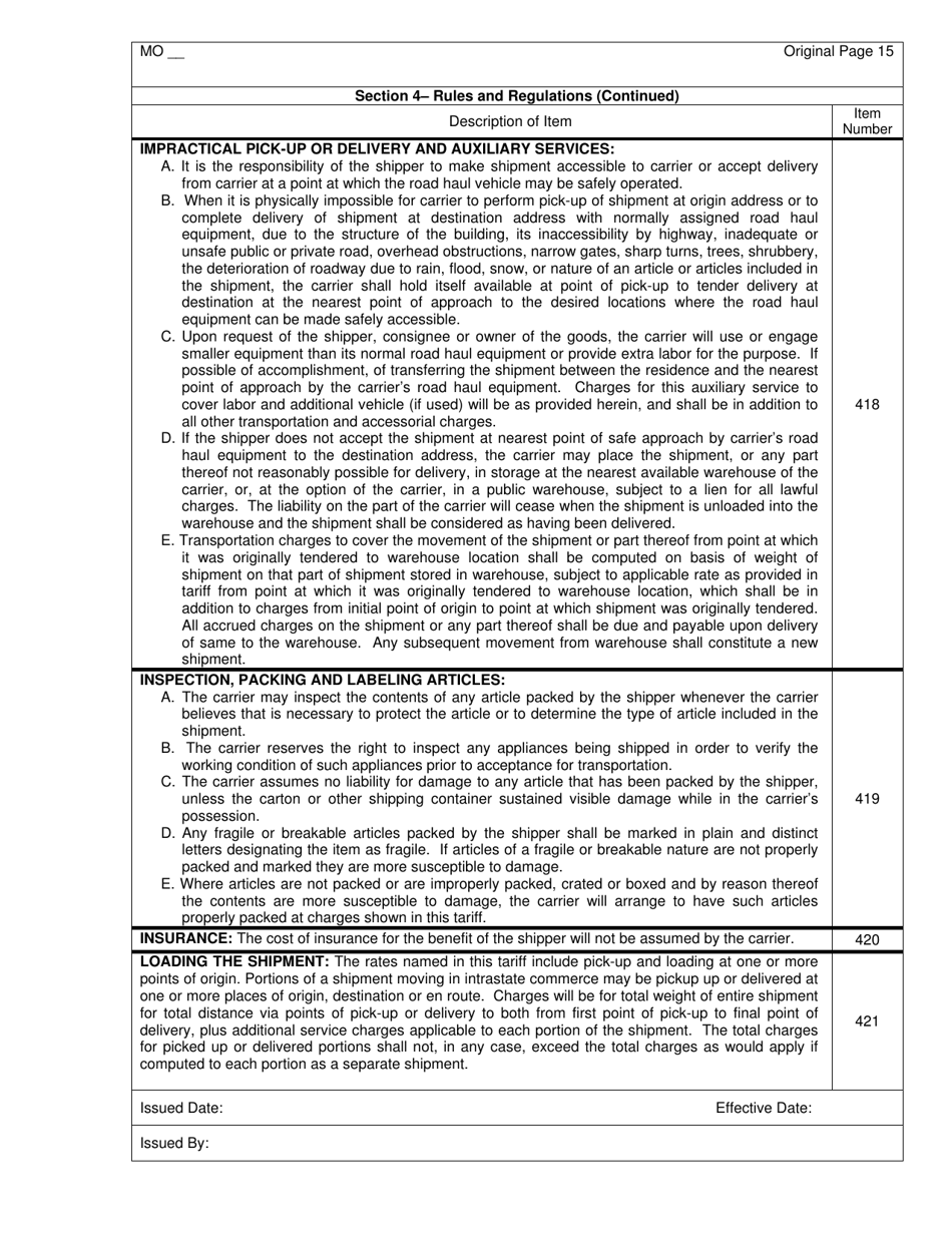 Hourly and Distance Rate Tariff - Missouri, Page 15