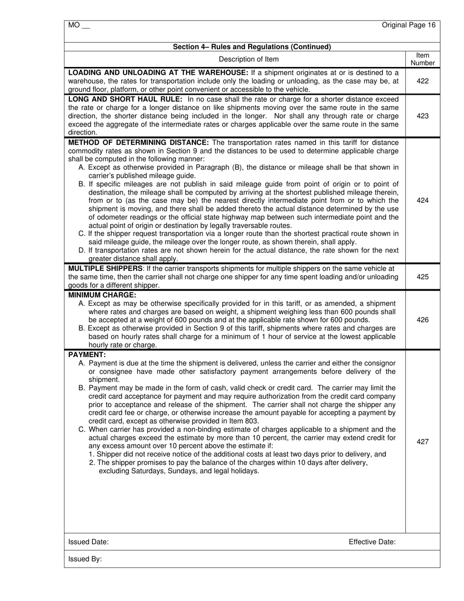 Hourly and Distance Rate Tariff - Missouri, Page 16