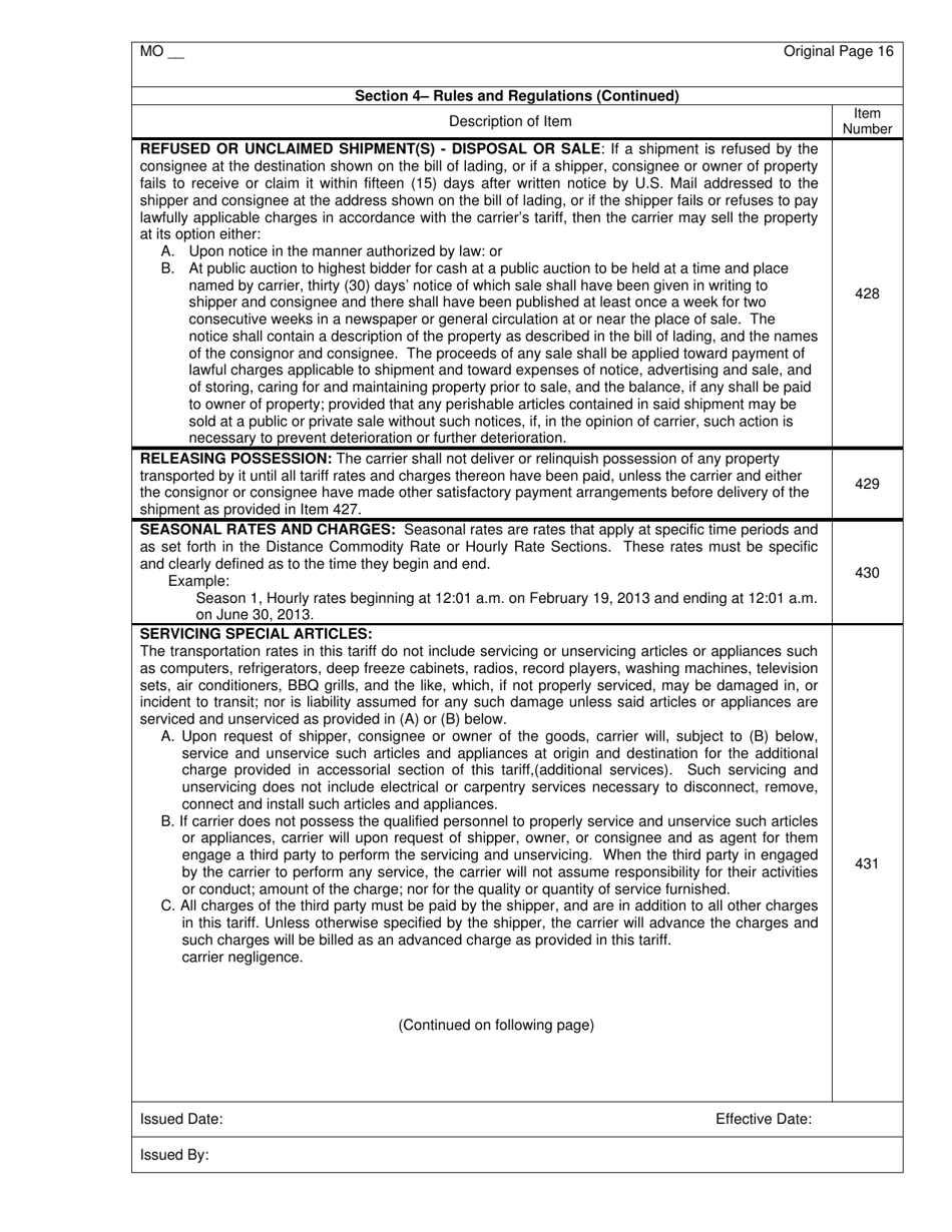Hourly and Distance Rate Tariff - Missouri, Page 17