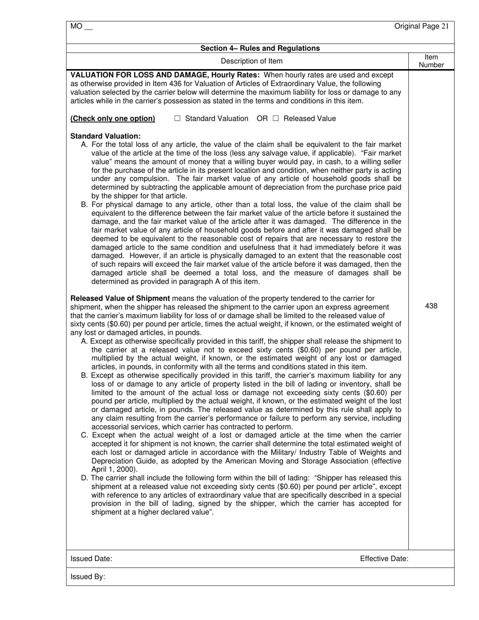Hourly and Distance Rate Tariff - Missouri, Page 22
