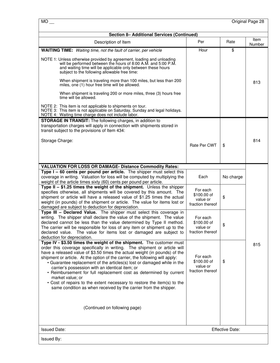 Hourly and Distance Rate Tariff - Missouri, Page 29