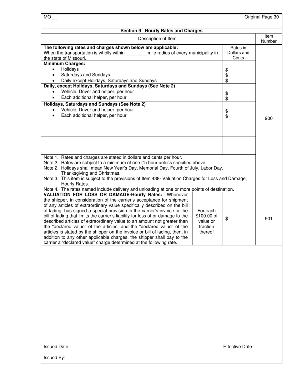 Hourly and Distance Rate Tariff - Missouri, Page 31