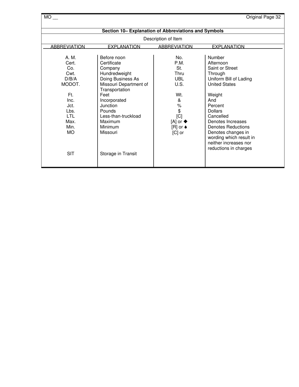 Hourly and Distance Rate Tariff - Missouri, Page 34