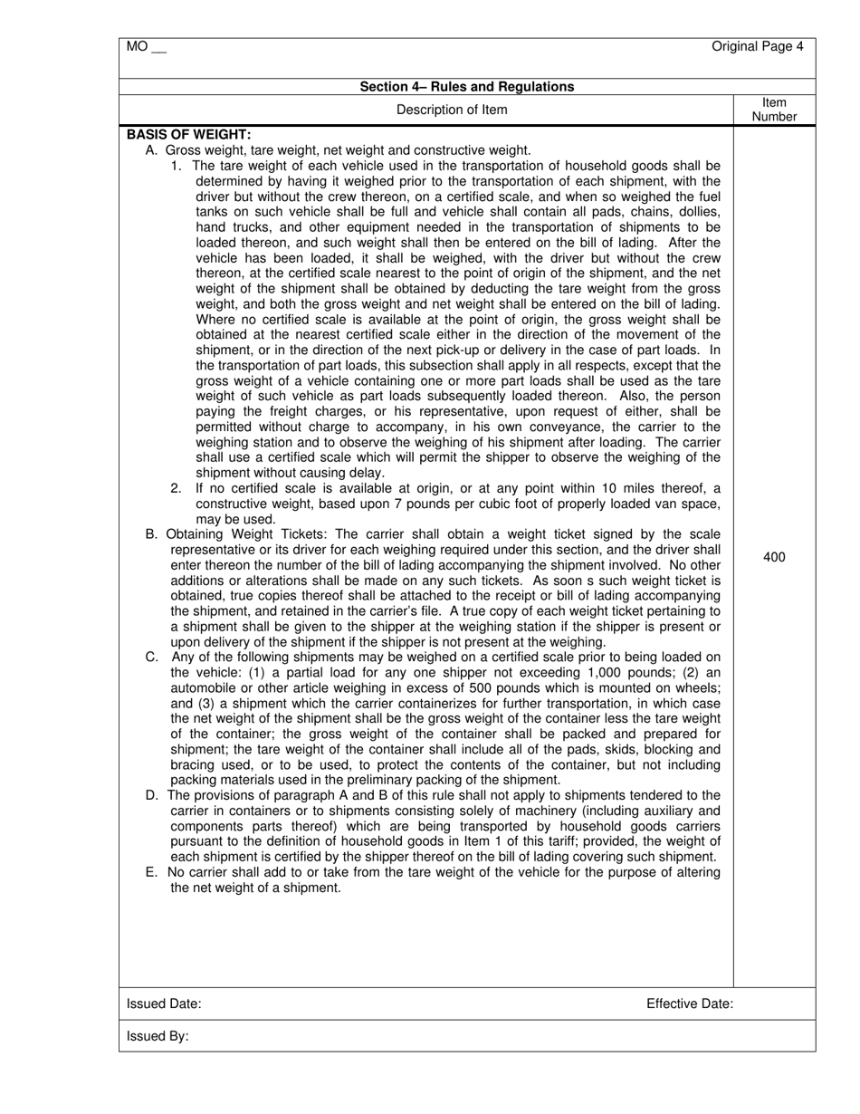 Hourly and Distance Rate Tariff - Missouri, Page 5
