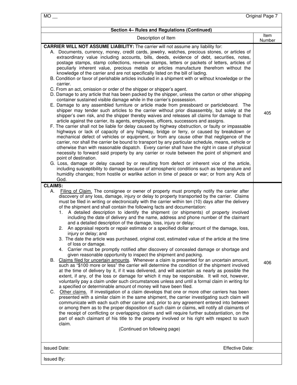 Hourly and Distance Rate Tariff - Missouri, Page 8