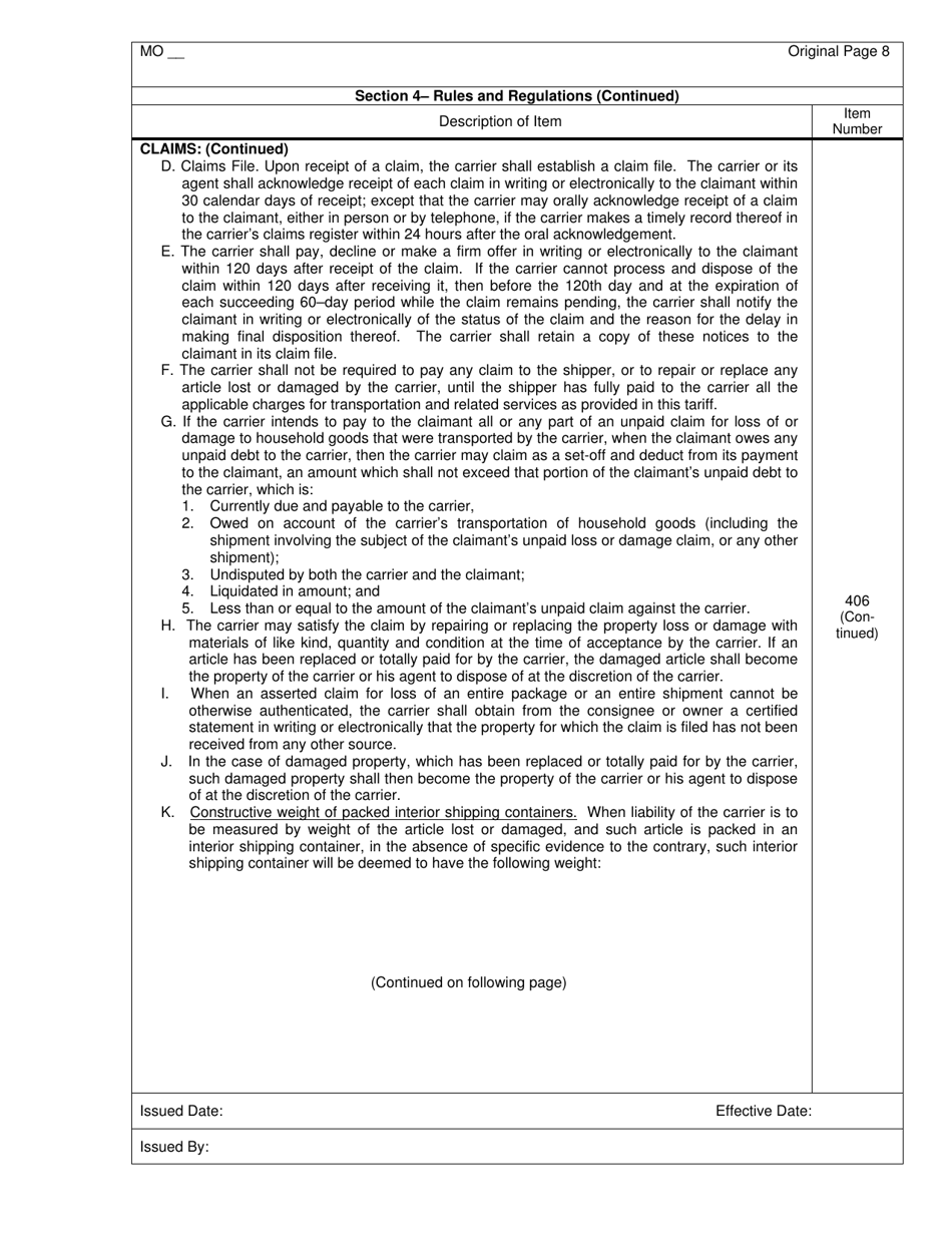 Hourly and Distance Rate Tariff - Missouri, Page 9