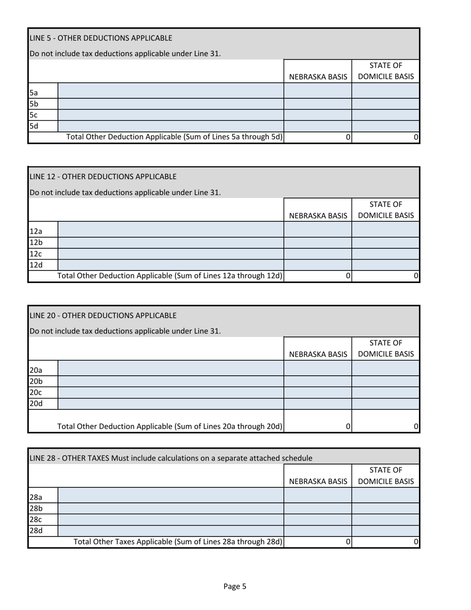 Annual Tax Return - Life and Health Insurer, Health Maintenance Organization - Nebraska, Page 5