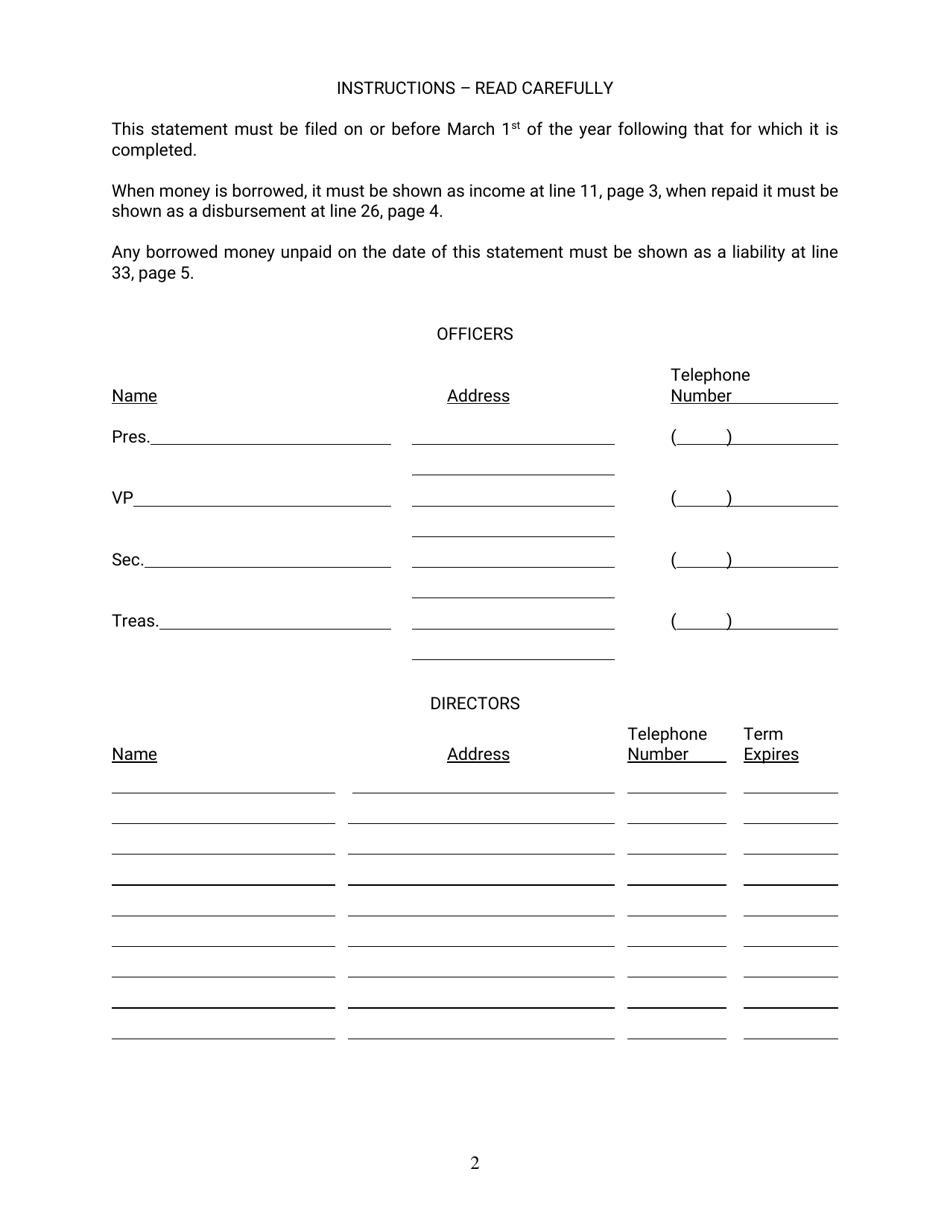 Annual Statement - Assessment Association - Nebraska, Page 2