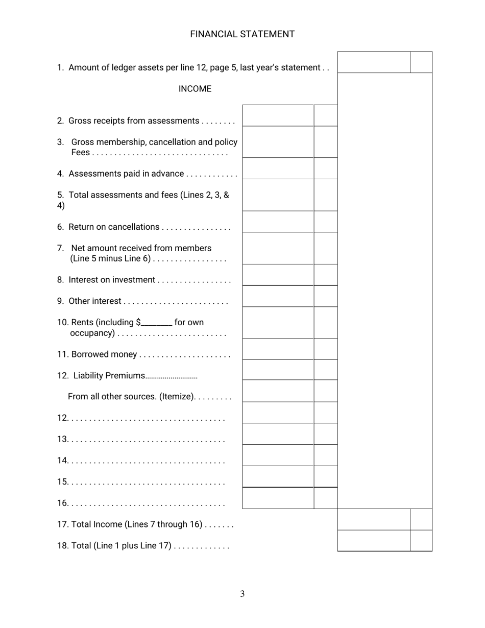 Annual Statement - Assessment Association - Nebraska, Page 3