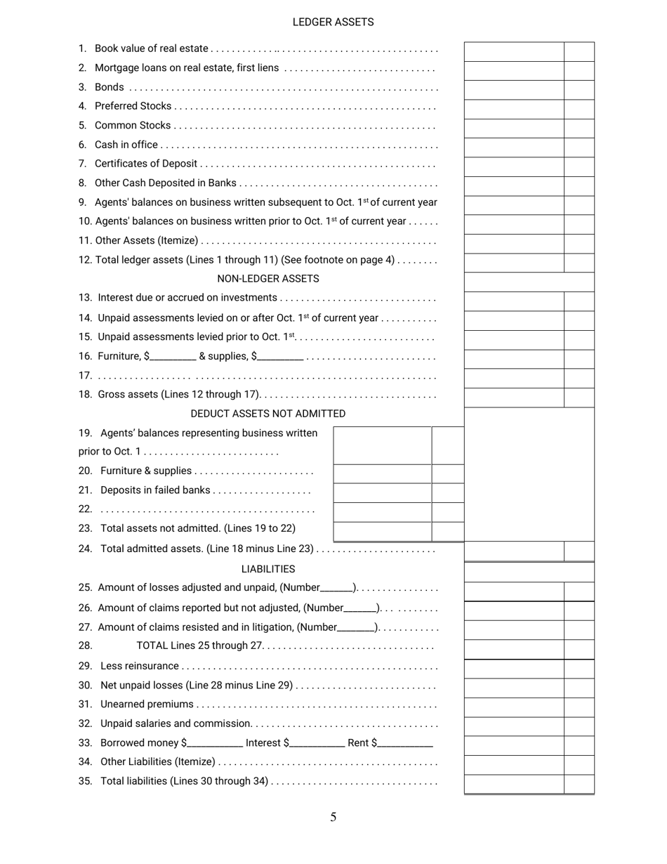 Annual Statement - Assessment Association - Nebraska, Page 5