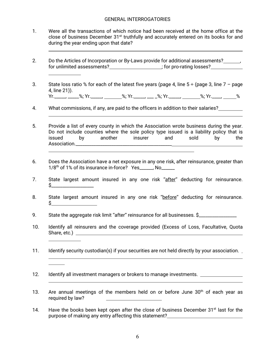 Annual Statement - Assessment Association - Nebraska, Page 6