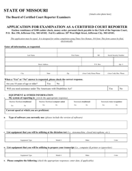 Document preview: Application for Examination as a Certified Court Reporter - Missouri