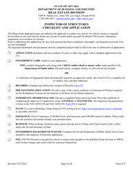 Document preview: Form 573 Inspectors of Structures Original Licensing Application - Nevada