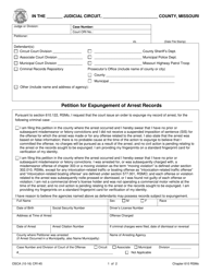 Document preview: Form CR145 Petition for Expungement of Arrest Records - Missouri