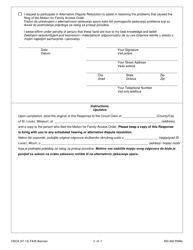 Form FA35 Response to Motion for Family Access Order - Missouri (English/Bosnian), Page 2