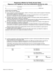 Form FA35 Response to Motion for Family Access Order - Missouri (English/French), Page 2