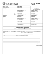 Form SC40 Petition Small Claims Court - Missouri (English/Bosnian)